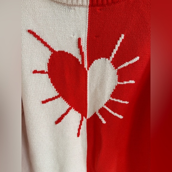 NWT Kerri Rosenthal XO KR  Radiant Heart Colorblock V-Neck Knit Sweater • S - Picture 4 of 6